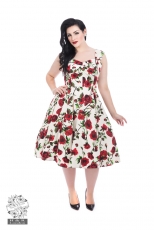 50s Ditsy Rose Floral Summer Dress Plus koot