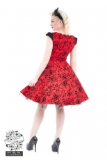 Red Flocked Evening Swing Dress Plus Size