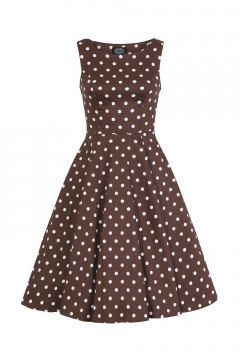 Cindy Polka Dot Swing Dress in Chocolate Brown Plus size