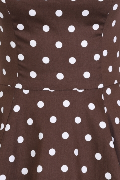 Cindy Polka Dot Swing Dress in Chocolate Brown Plus size