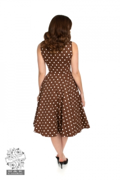 Cindy Polka Dot Swing Dress in Chocolate Brown