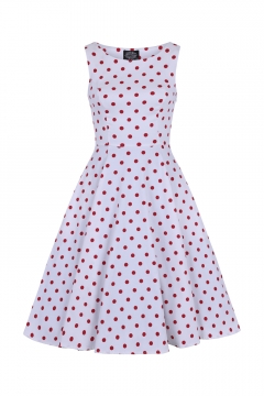 Cindy Polka Dot Swing Dress in White 