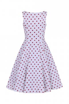 Cindy Polka Dot Swing Dress in White 