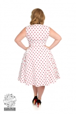 Cindy Polka Dot Swing Dress in White plus size