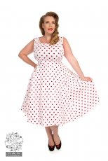 Cindy Polka Dot Swing Dress in White plus size