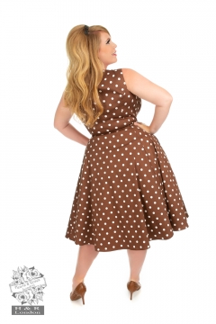 Cindy Polka Dot Swing Dress in Chocolate Brown Plus size