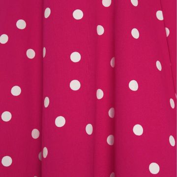 Claudia Flirty Fifties Style Polka Dot Dress In Hot Pink/White