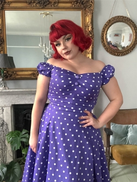 Dolores Pretty Polka Doll Dress purple