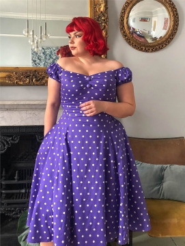 Dolores Pretty Polka Doll Dress purple