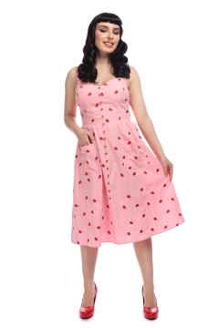 Collectif Mainline Kimberly Embroidered Strawberry Dress