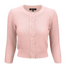 Cute Pattern Cropped Cardigan Sweater: BLUSH