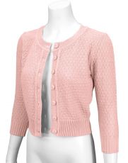 Cute Pattern Cropped Cardigan Sweater: BLUSH