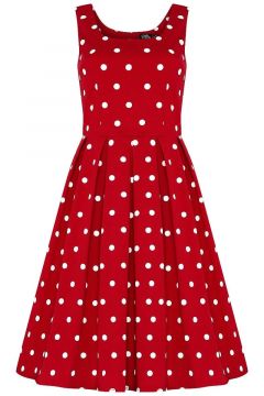 Amanda Scoop Neck Swing Dress Red & White Polka Premium Cotton