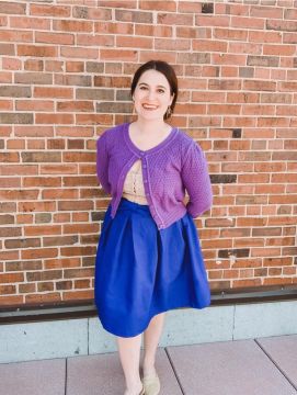 Cute Pattern Cropped Cardigan Sweater: BLUEBERRY