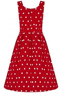 Amanda Scoop Neck Swing Dress Red & White Polka Premium Cotton