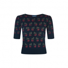 Collectif Vintage Chrissie Cherry Jumper navy 