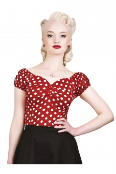 Dolores top red polka dot