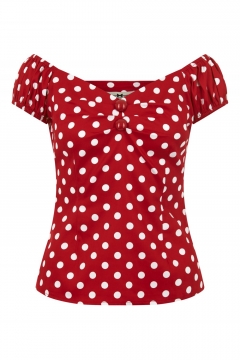 Dolores top red polka dot