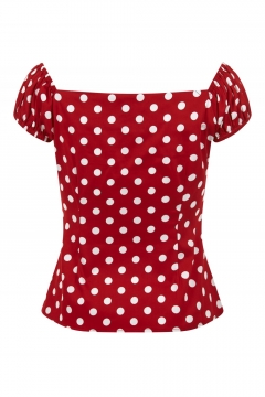 Dolores top red polka dot