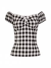 Collectif Mainline Dolores Vintage Gingham Top black and white