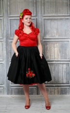 Vintage Talis Rose Embroidery Swing Skirt