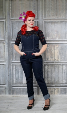 Collectif Vintage Chrissie Cherry Jumper navy 