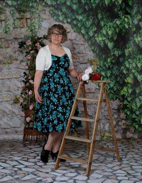 Black Rosaceae Swing Dress