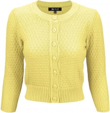 Cute Pattern Cropped Cardigan Sweater: BABY YELLOW 