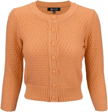 Cute Pattern Cropped Cardigan Sweater: LIGHT ORANGE