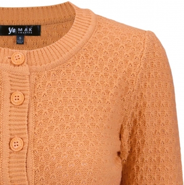 Cute Pattern Cropped Cardigan Sweater: LIGHT ORANGE