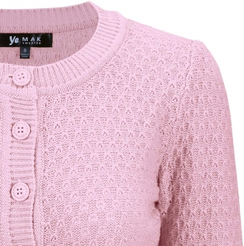 Cute Pattern Cropped Cardigan Sweater: LIGHT PINK 