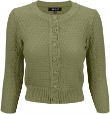 Cute Pattern Cropped Cardigan Sweater: OLIVE 