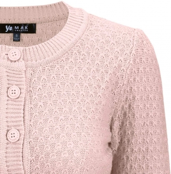 Cute Pattern Cropped Cardigan Sweater: PEACH BEIGE 