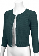 Cute Pattern Cropped Cardigan Sweater: PEACOCK