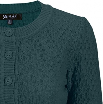 Cute Pattern Cropped Cardigan Sweater: PEACOCK