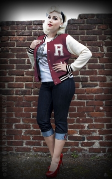 Ladies Sweat Collage Jacket bordeaux