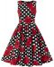 Annie Retro Swing Dress in Black Rose Polka