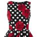 Annie Retro Swing Dress in Black Rose Polka