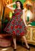 Annie Retro Swing Dress in Black Rose Polka
