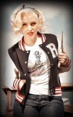 Ladies Sweat Collage Jacket Black     