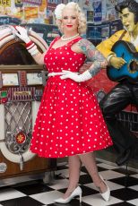 Amanda Scoop Neck Swing Dress Red & White Polka Premium Cotton