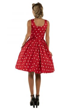 Amanda Scoop Neck Swing Dress Red & White Polka Premium Cotton